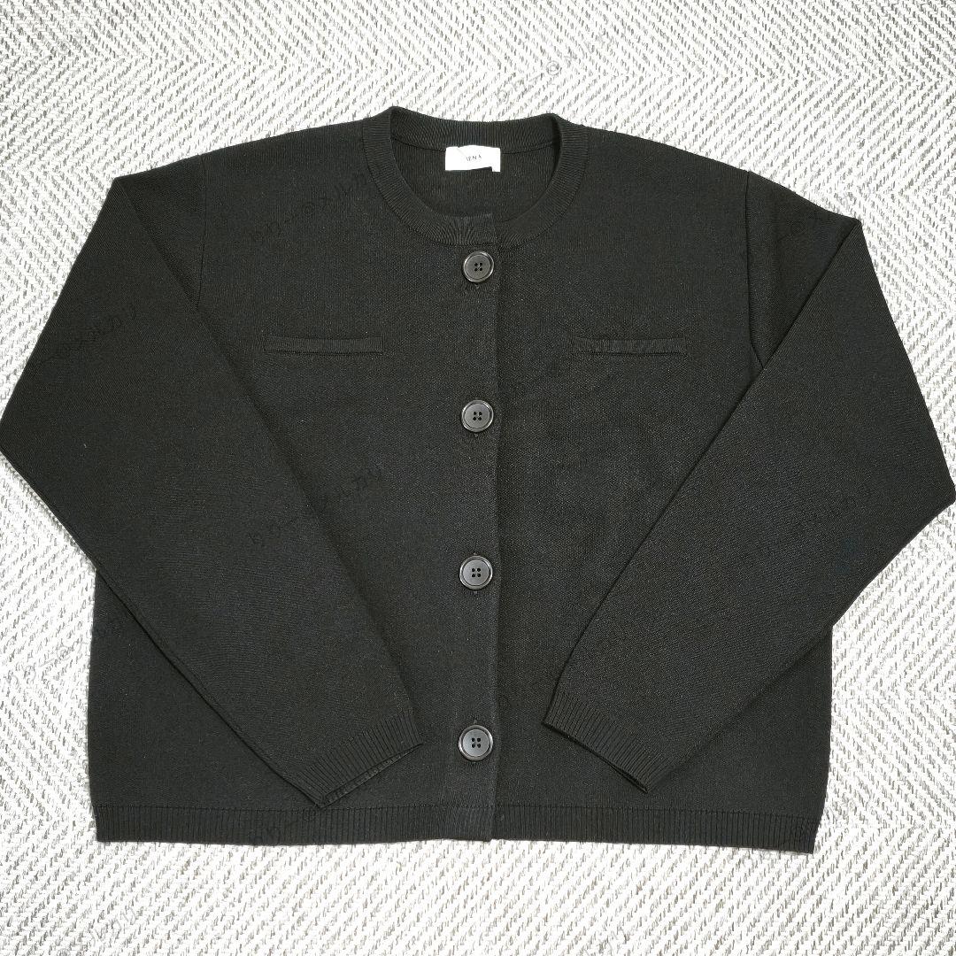 今期新作25AW・新品★IENA　スーパーファインスムースクルーカーディガン　黒