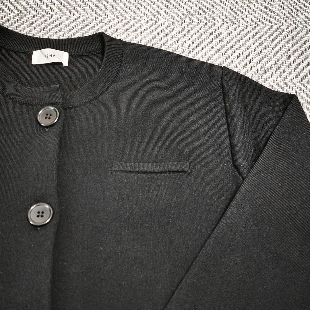 今期新作25AW・新品★IENA　スーパーファインスムースクルーカーディガン　黒