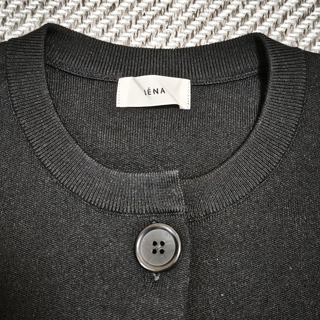 今期新作25AW・新品★IENA　スーパーファインスムースクルーカーディガン　黒