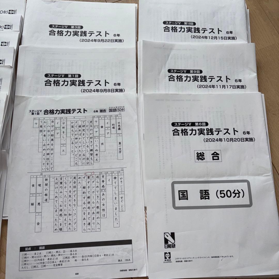 2024年度　日能研　6年生　学習力育成テスト　合格力育成　合格力実践