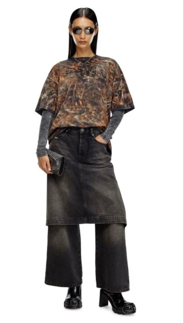 【完売品】DIESEL レイヤードデニム ワイドデニム W25 タグ付き