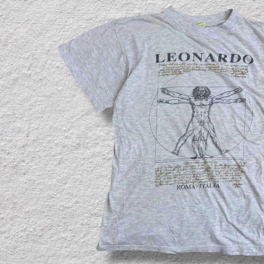 vintageレオナルドダビンチTシャツ90s古着ウィトルウィウス人体図アートT