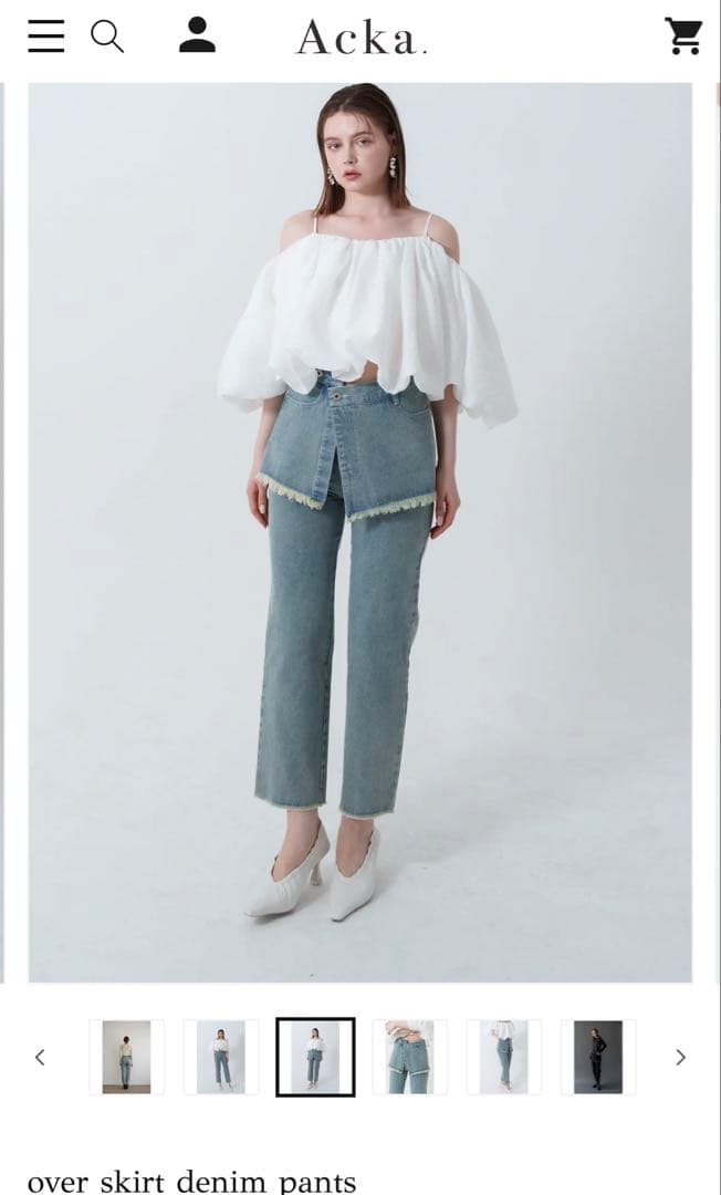 パンツ over skirt denim pants