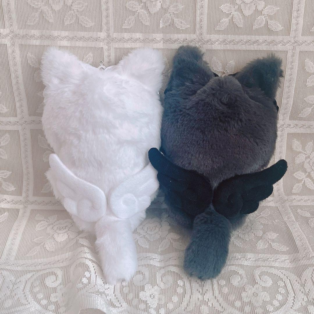 b.214 ぬい服 12cm ちびぐるみ 着ぐるみ おすわり 白黒 猫セット