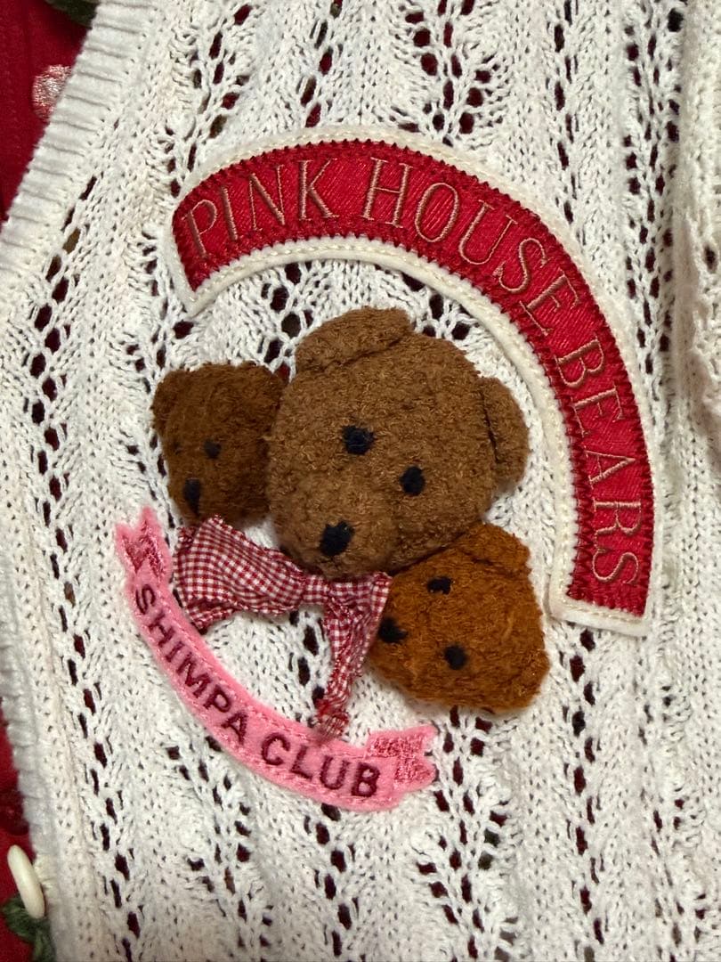 ピンクハウス❤︎テディベア半袖カーディガン❤︎フリーサイズ❤︎アイボリー