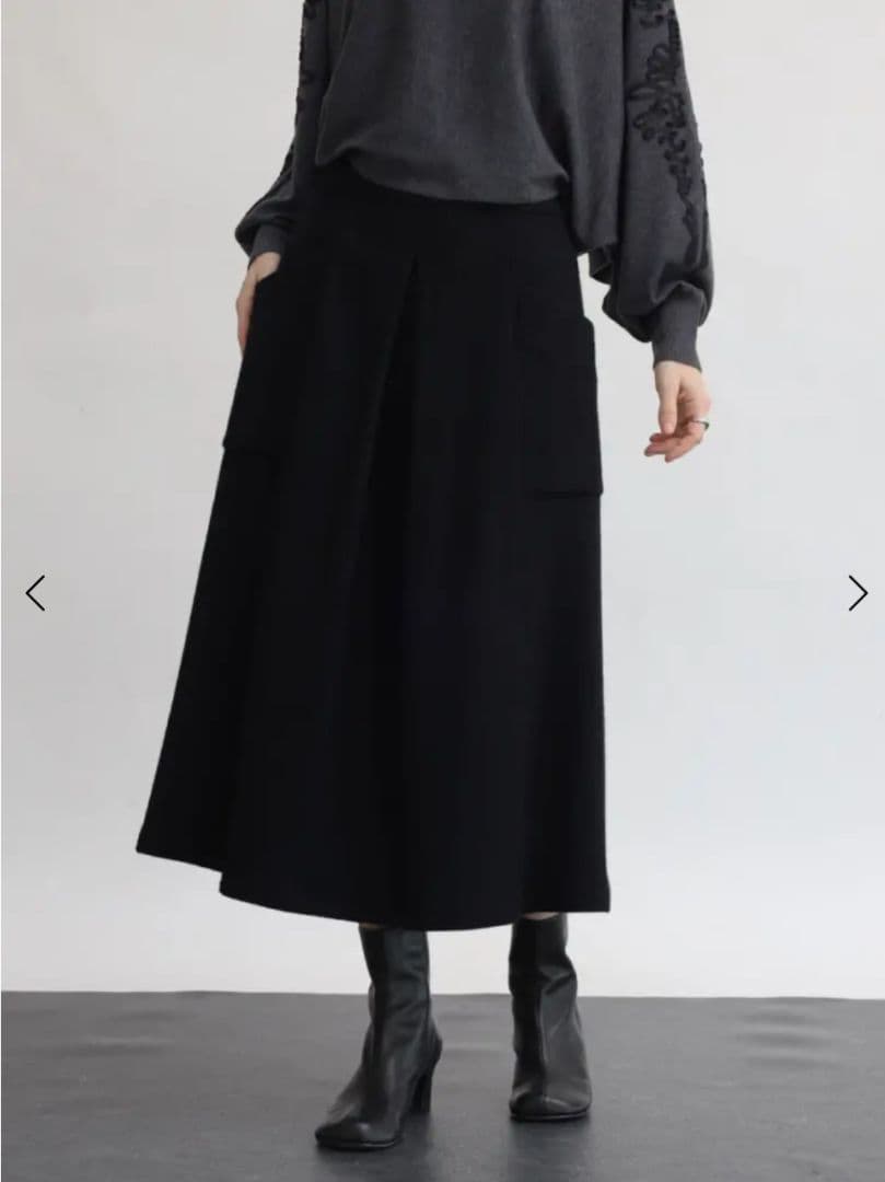 新品未使用★Aga×NORITAKE 圧縮ウールタックデザインスカート ブラック