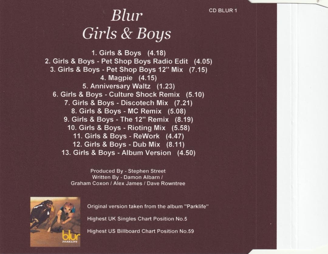 BLUR - Girls & Boys　リミックス 貴重 CD