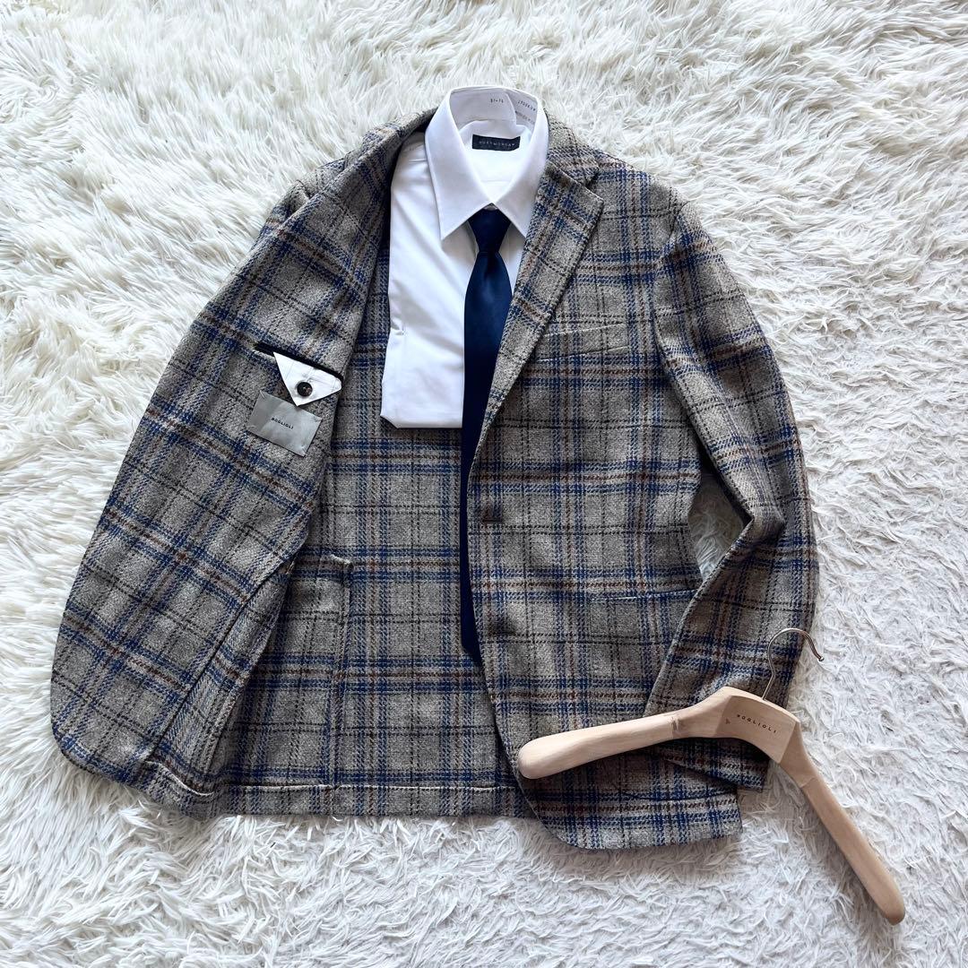 <極美品>BOGLIOLI dover ベージュ ツイードジャケット サイズ48