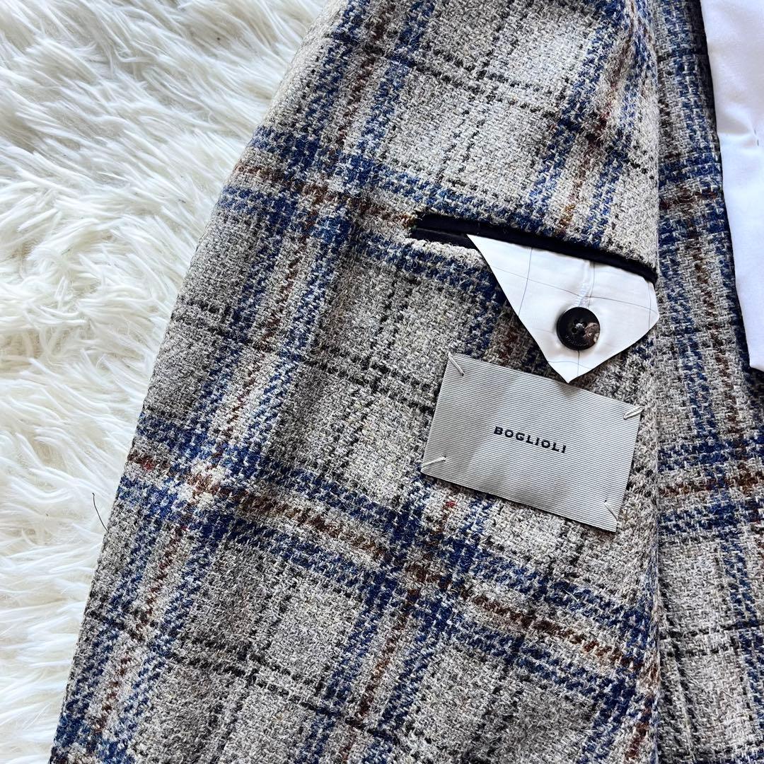 <極美品>BOGLIOLI dover ベージュ ツイードジャケット サイズ48