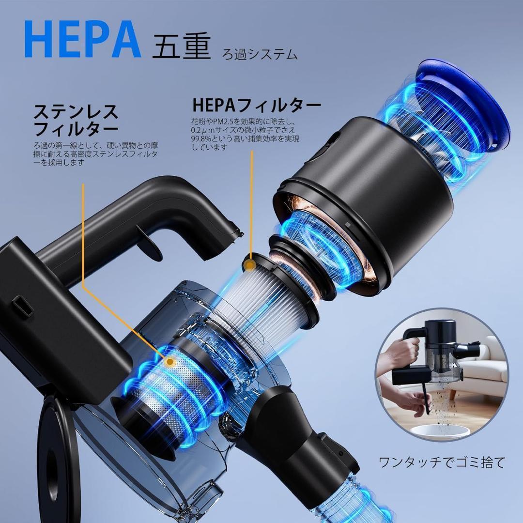 掃除機❣️コードレス45000pa超強力吸引 超軽量 サイクロン 50分連続稼働