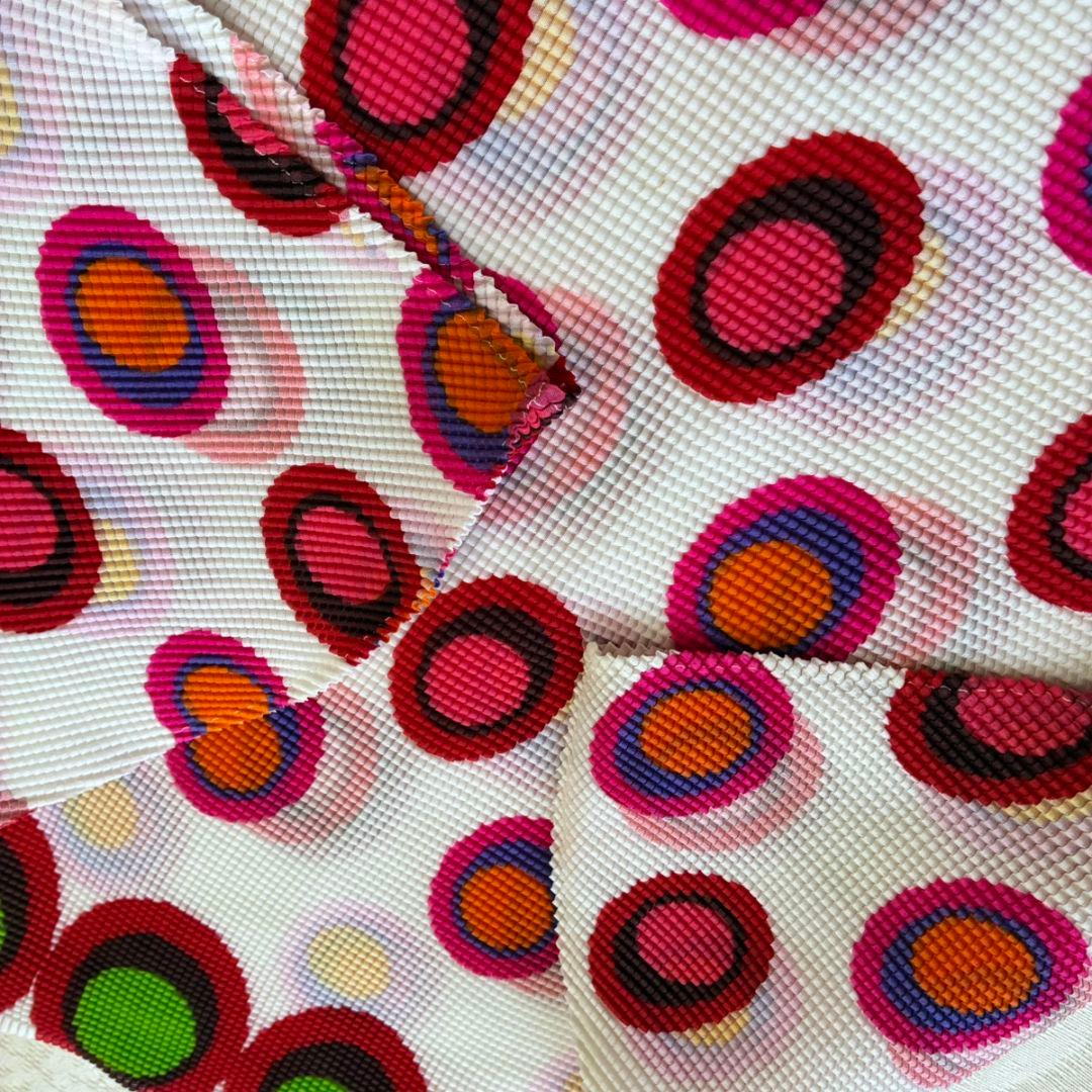 R93.3 イッセイミヤケ プリーツ カラフル円形模様 カットソー トップス