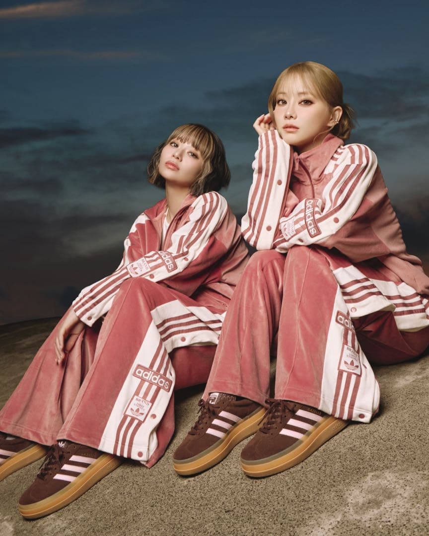 adidas w adibreak velour tt pink M 上下セット