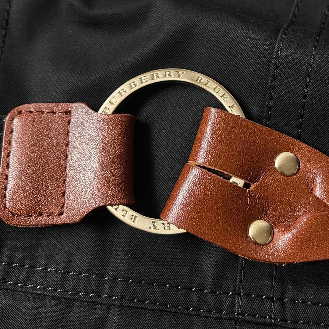 バーバリーブルーレーベル ノバチェック 黒 トレンチコート36 ベルト Aライン
