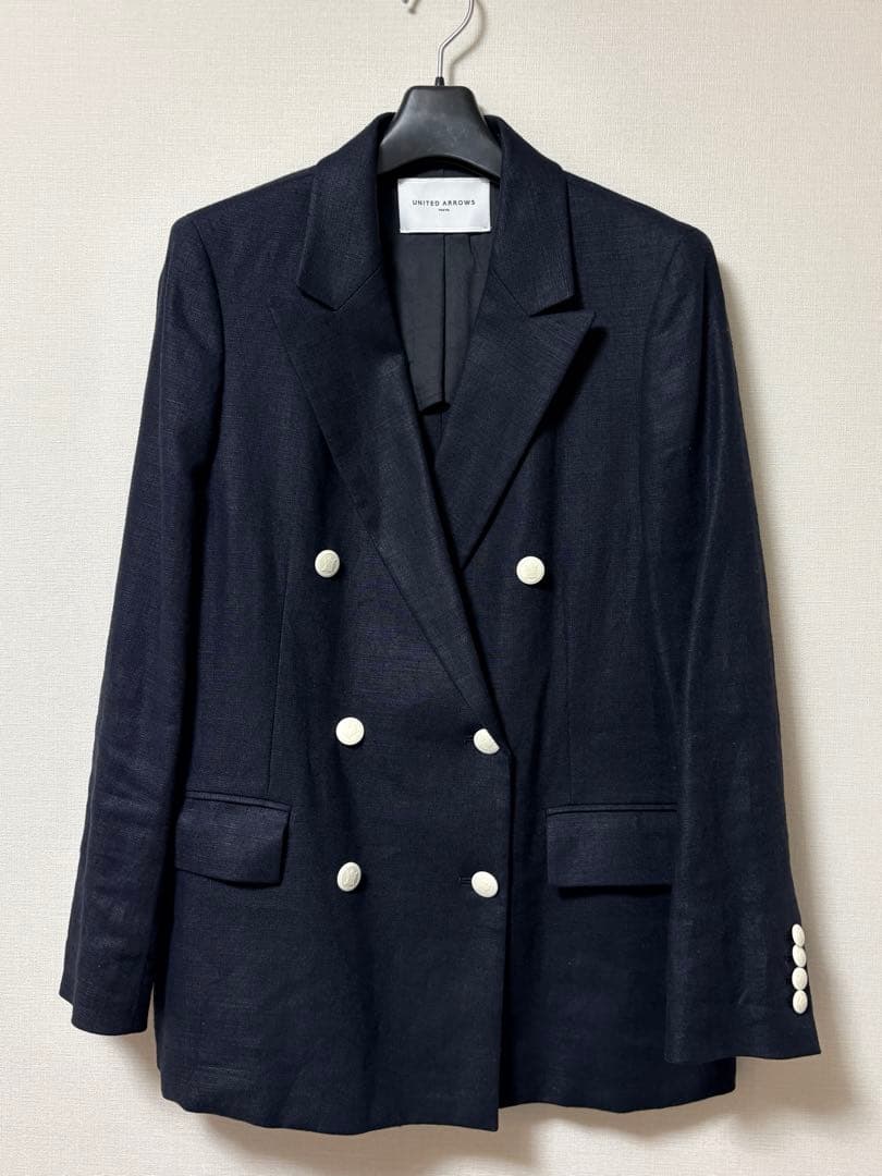 united arrows リネン ダブルブレスト テーラードジャケット36
