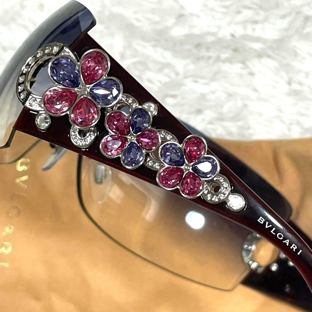 極美品✨ブルガリ　フラワービジュー　サングラス　スワロフスキー　グラデーション