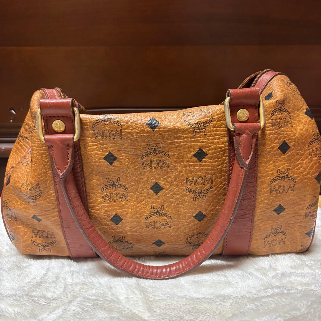 と*も様 MCM ブラウンレザーボストンバッグ