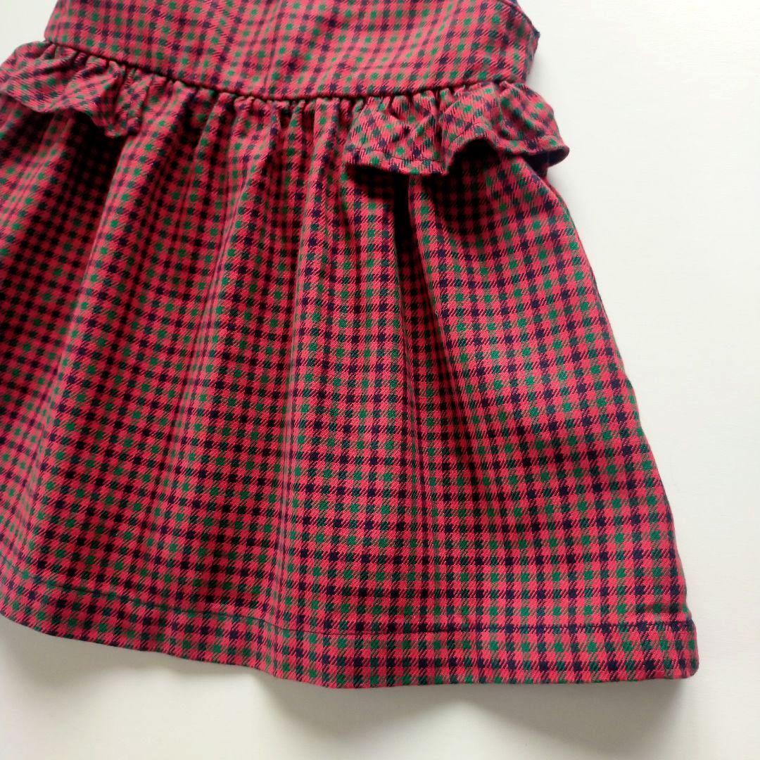 美品★80cm familiar ファミリア チェックフリルワンピース