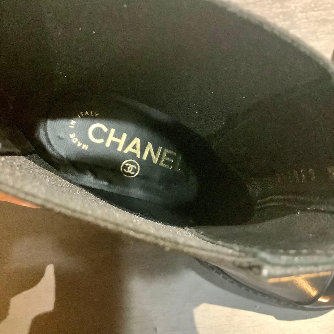 シャネル CHANEL ココマーク サイドゴアブーツ ショートブーツ レザー 黒