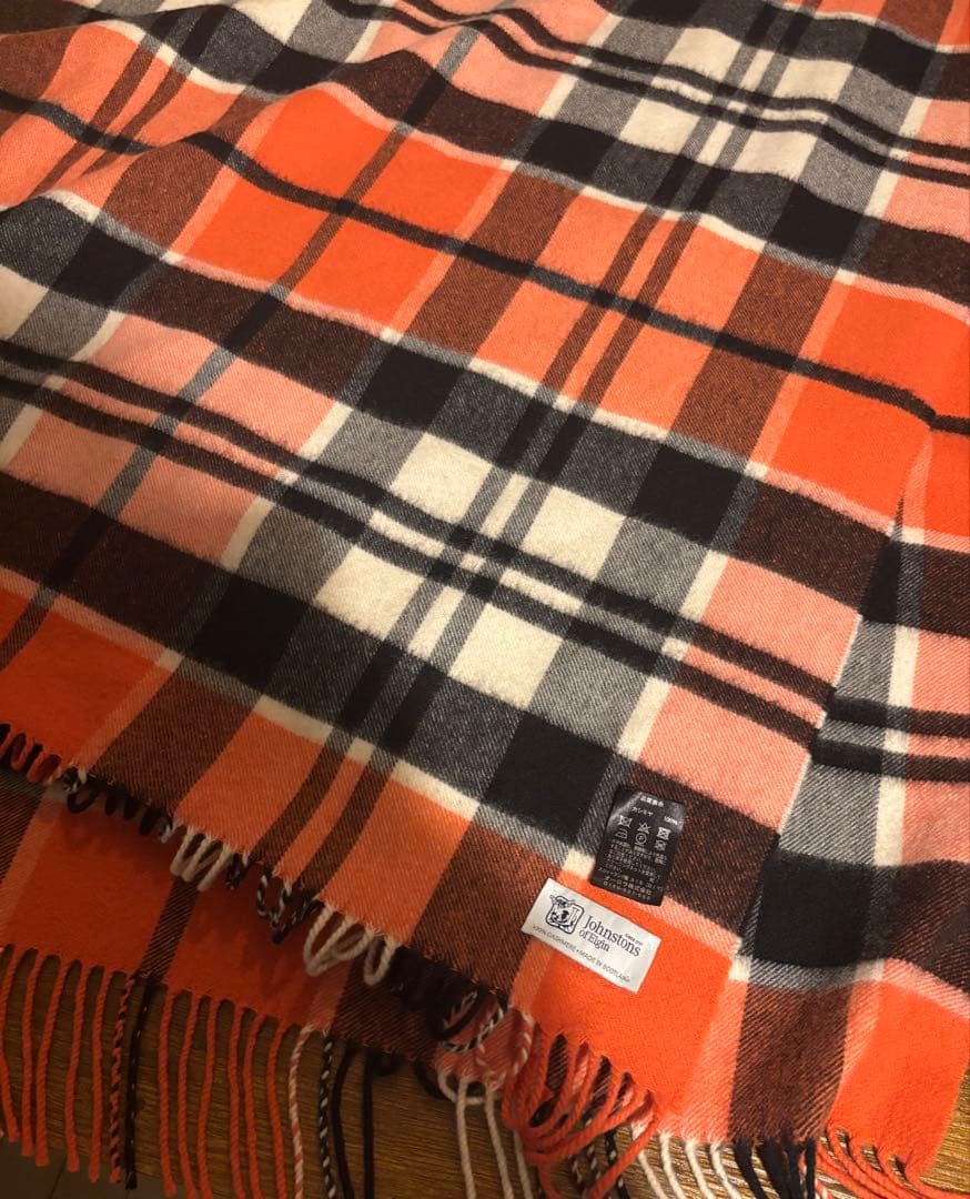 Johnstons of Elgin カシミヤ ストール 大判 チェック柄