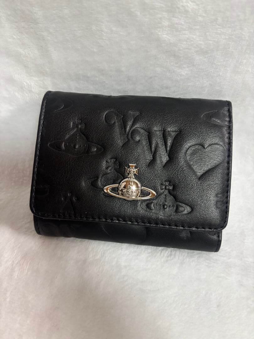 【内柄も素敵☆】Vivienne Westwood 三つ折り財布 マット 黒