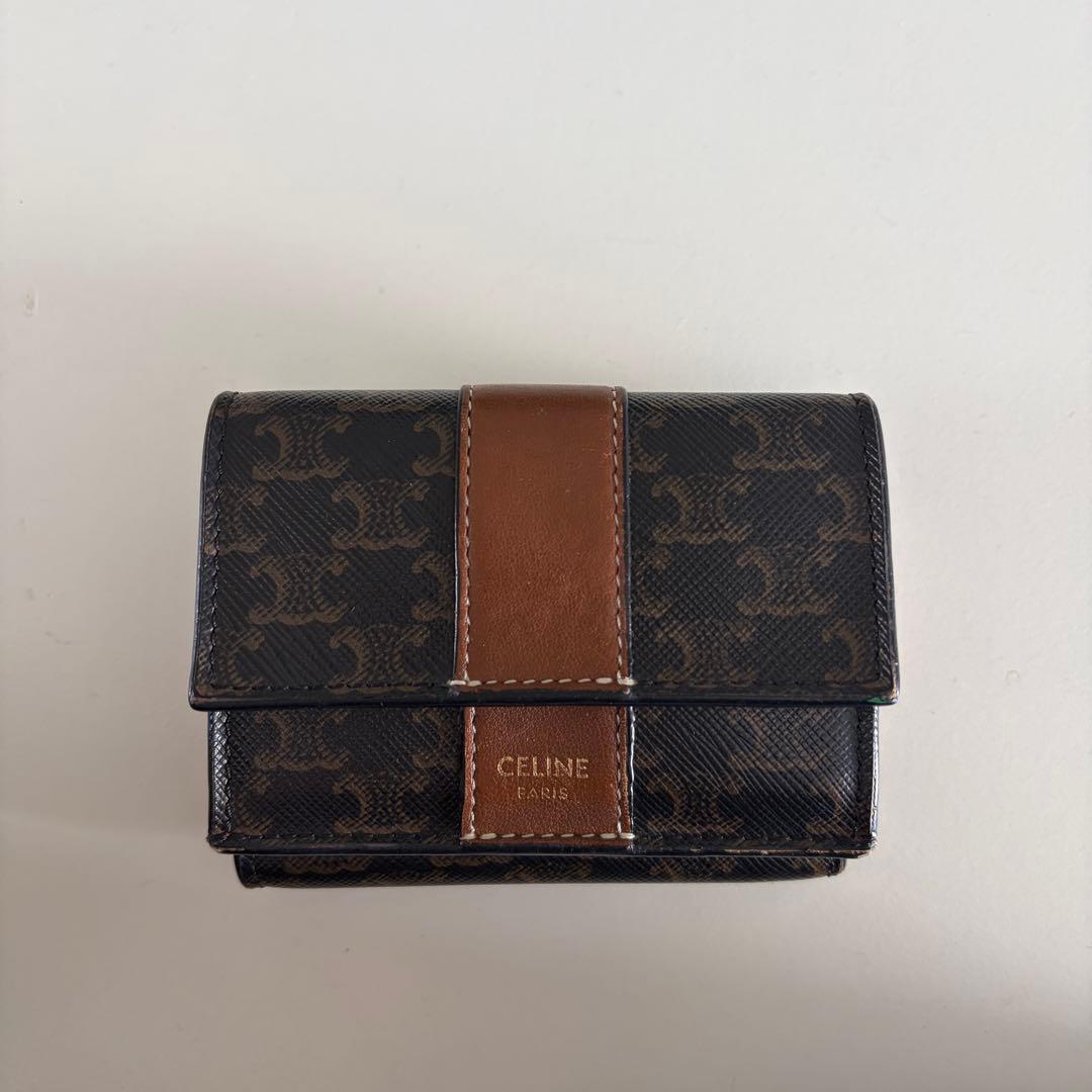 CELINE セリーヌ　三つ折り　ミニ財布　トリオンフ柄