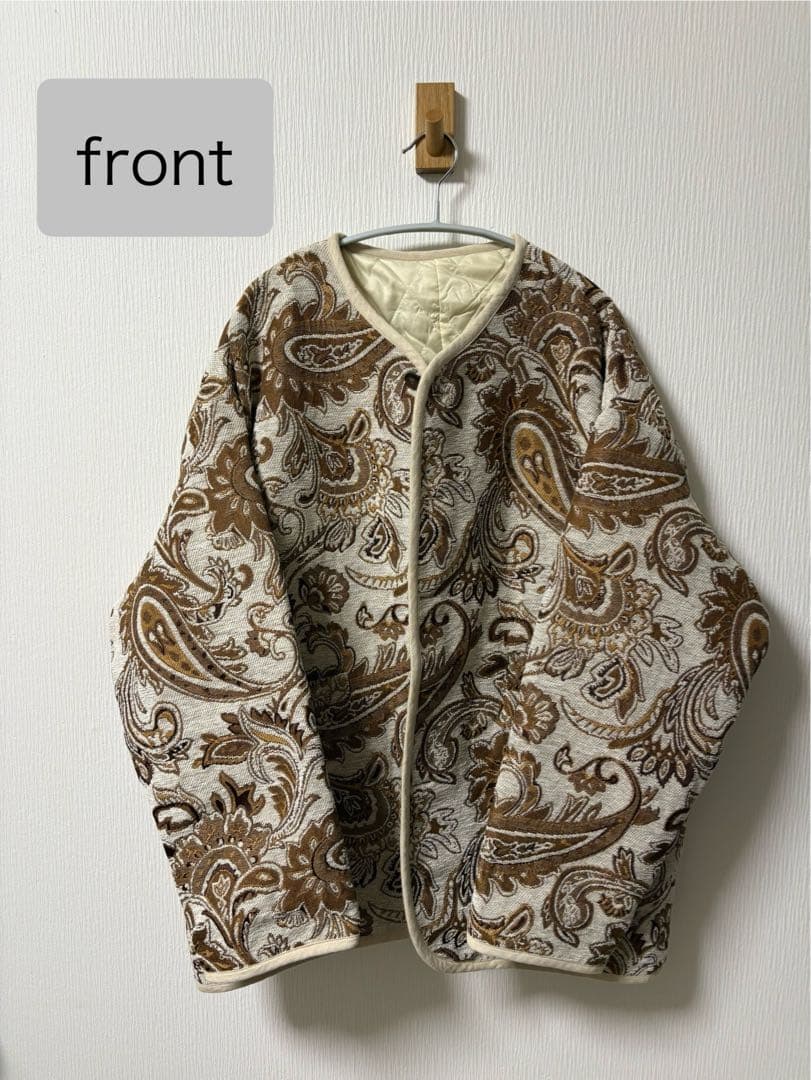 超美品】antiqua 配色パイピングペイズリー柄ジャケット アウター