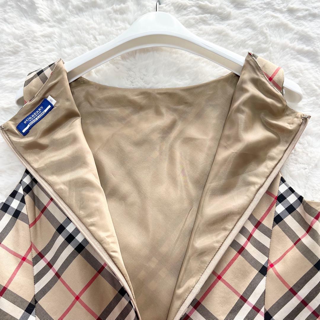 BURBERRY*バーバリーブルーレーベル　ノバチェック柄ワンピースノースリーブ