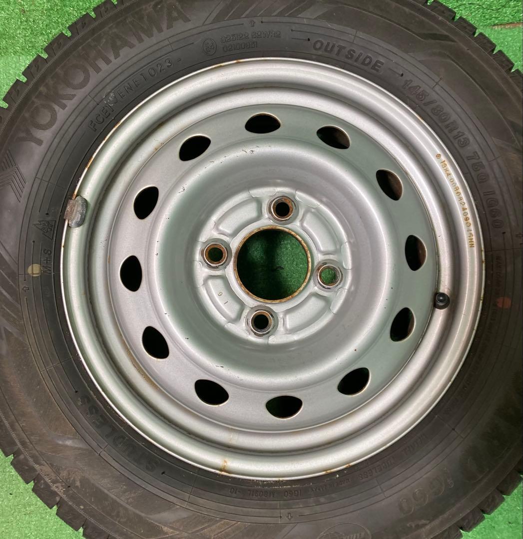 YOKOHAMA 145/80R13 スタッドレスタイヤ、鉄ホイール付き4本！