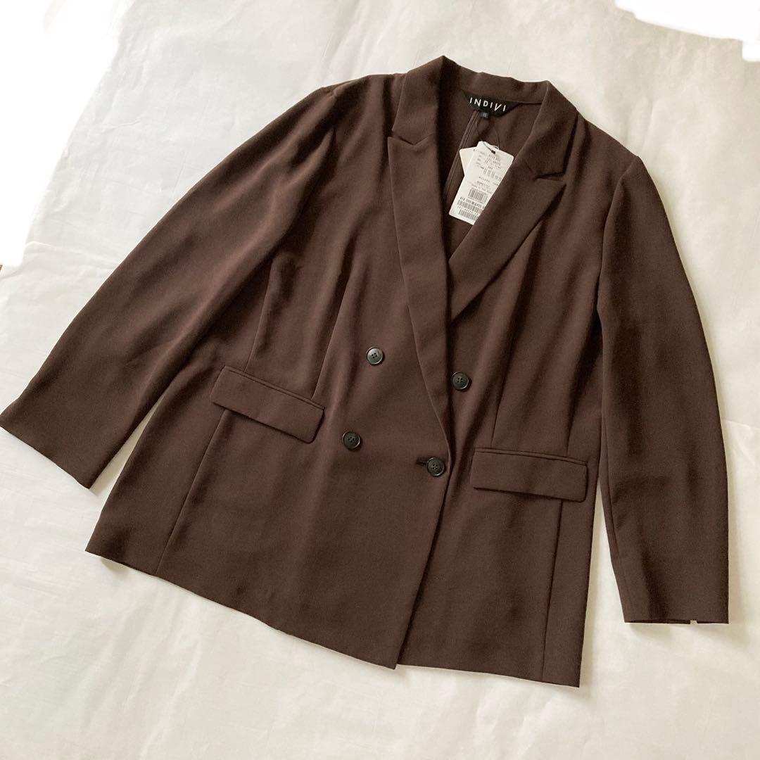 【未使用】24SS INDIVI 15号 3L 薄手 ダブルジャケット UV