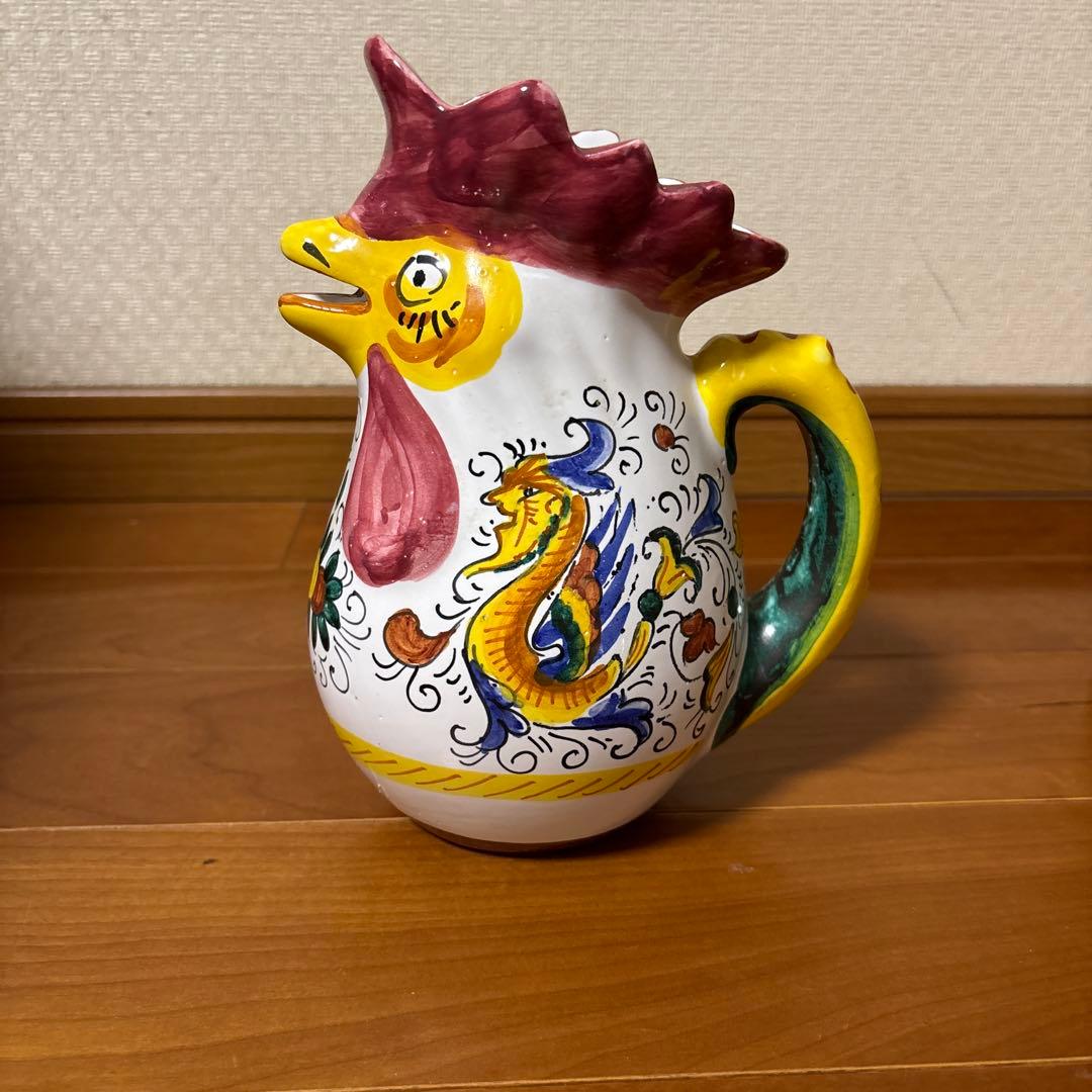 カラフルな鶏型陶器ピッチャー