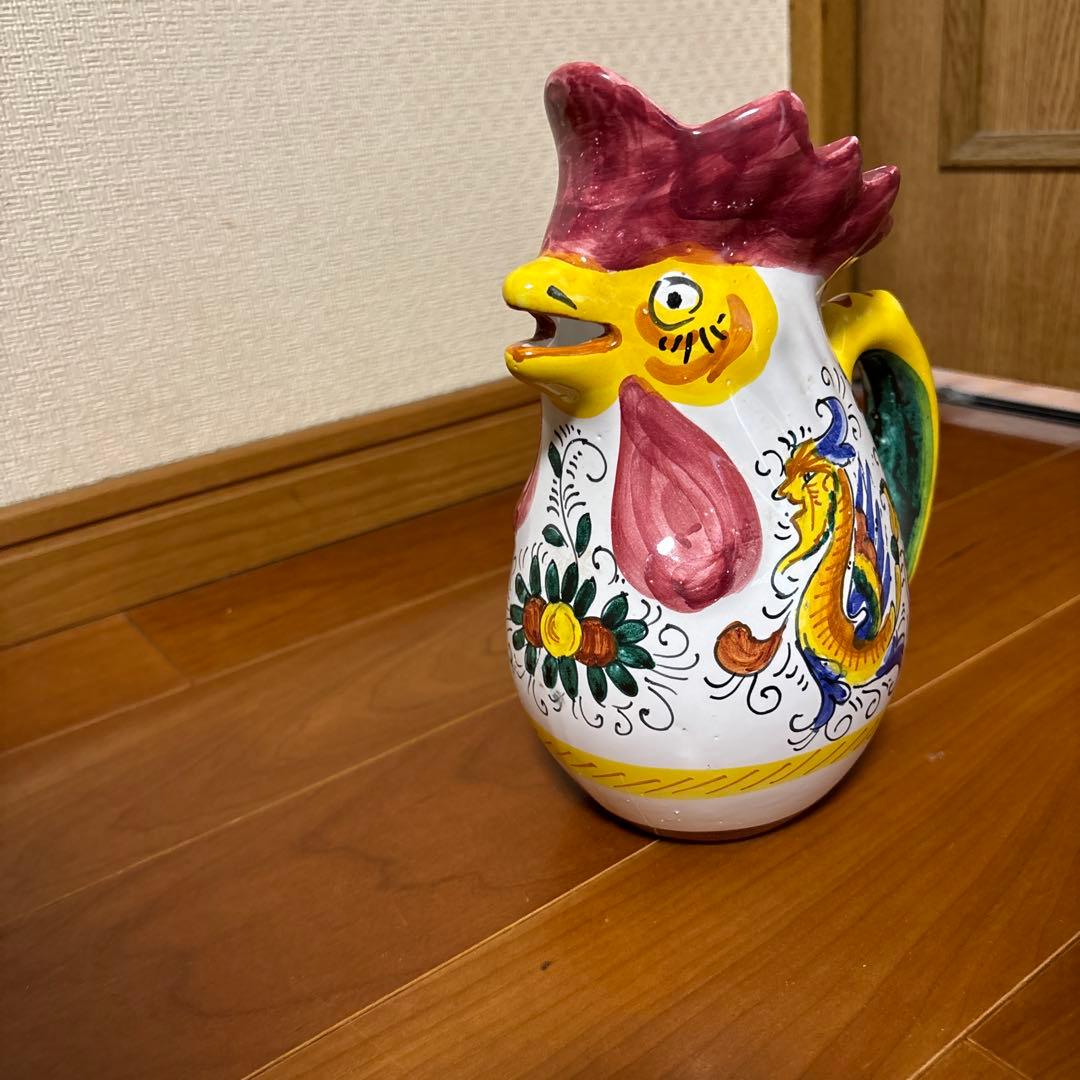 カラフルな鶏型陶器ピッチャー
