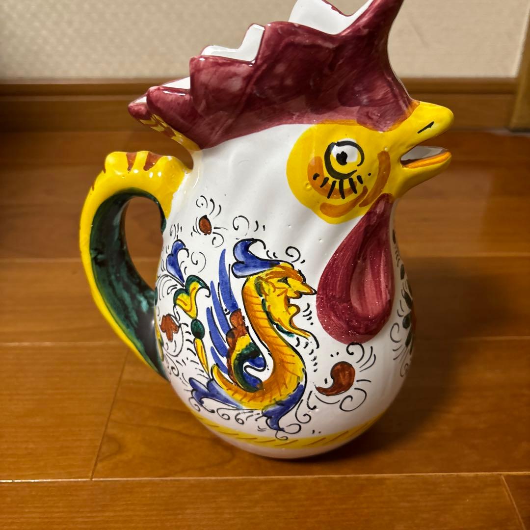 カラフルな鶏型陶器ピッチャー