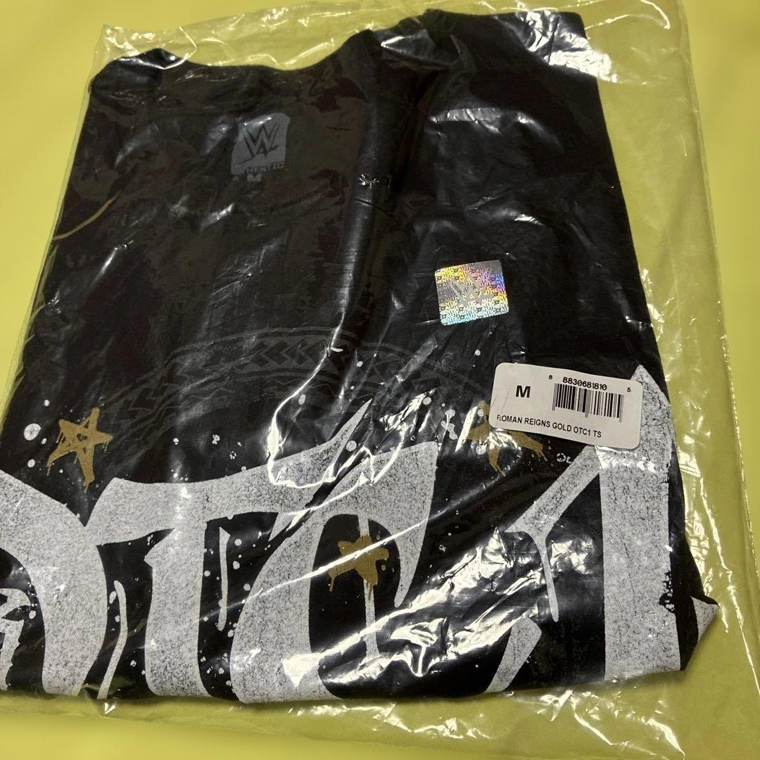 Mサイズ WWE Tシャツ　ローマンレインズ　ゴールドOTC1