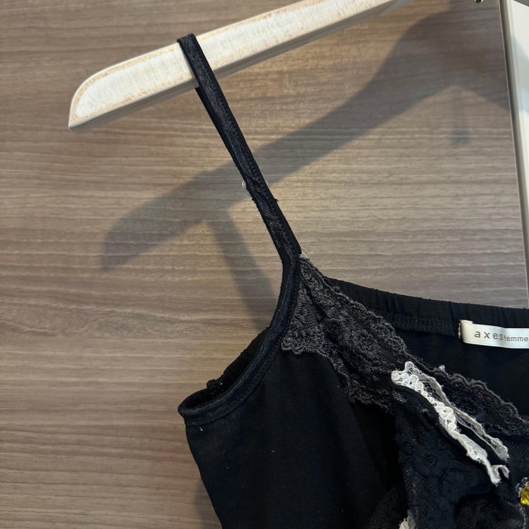 【希少】00s 美品 axes femme ビッグ リボン キャミソール 黒 M