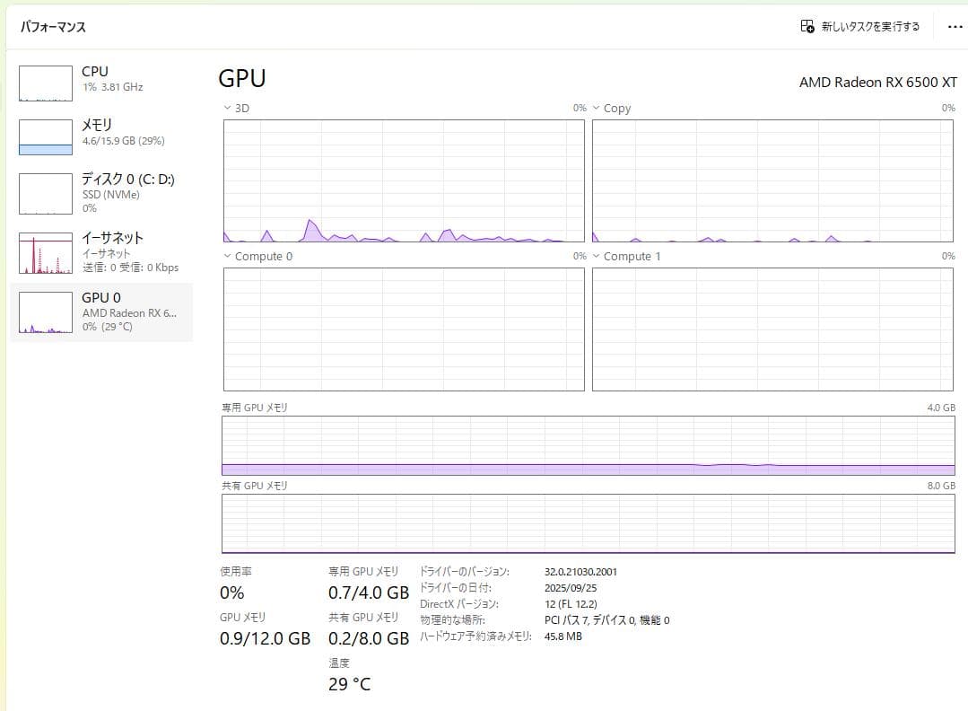 Windowsデスクトップ R7 3700X/B550M / RX6500/ 16GB / NVMe 512