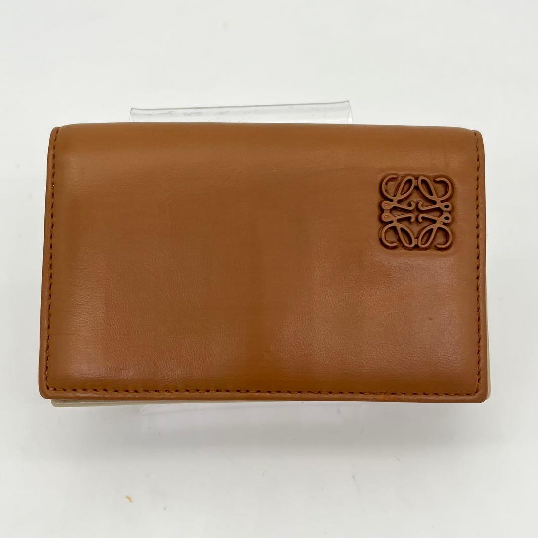 LOEWE 名刺入れ カードケース アナグラム ロゴ金具 ナッパレザー ブラウン