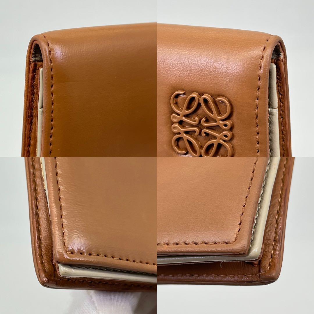 LOEWE 名刺入れ カードケース アナグラム ロゴ金具 ナッパレザー ブラウン
