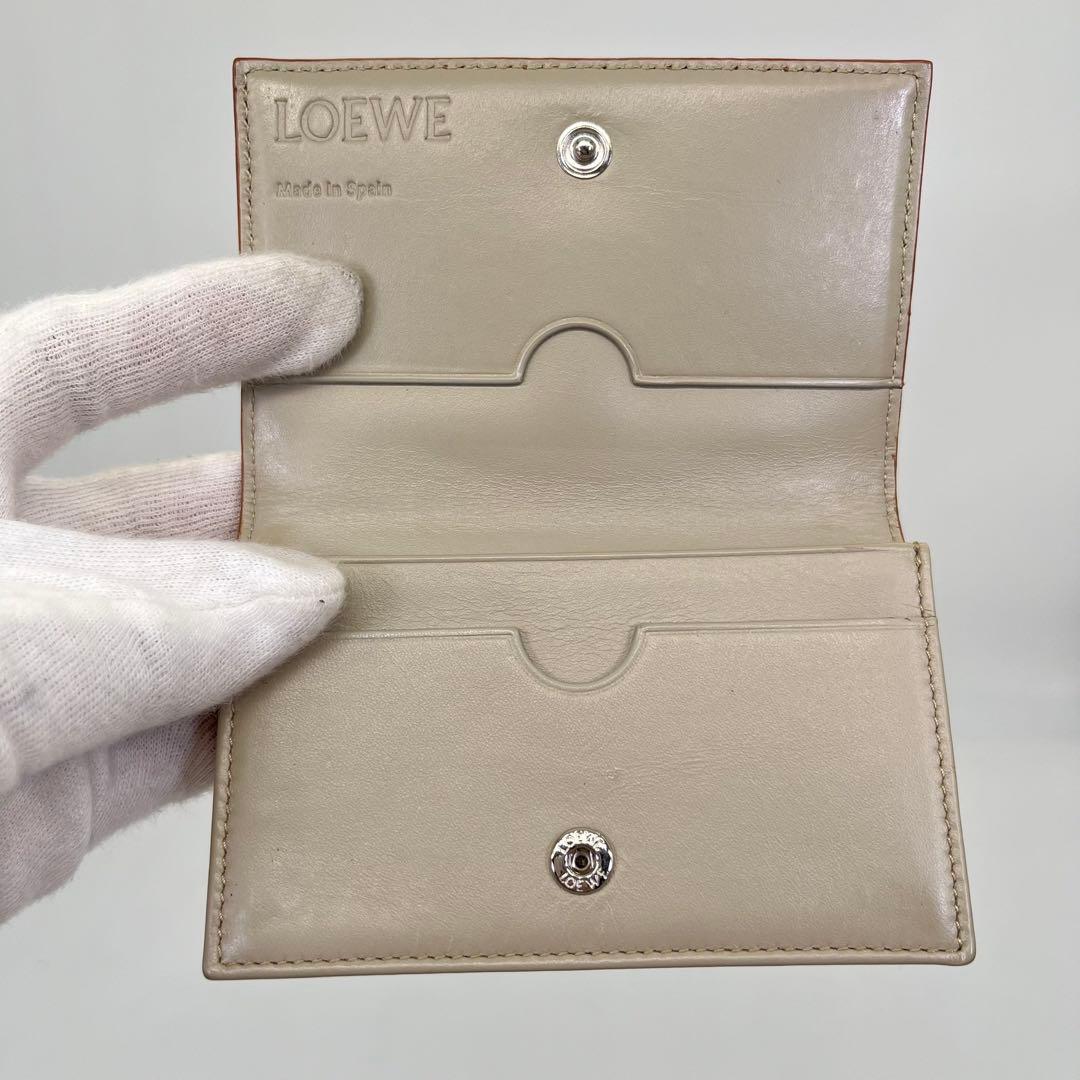 LOEWE 名刺入れ カードケース アナグラム ロゴ金具 ナッパレザー ブラウン