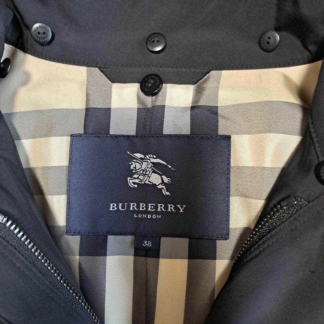BURBERRY LONDONトレンチコートブラック ファー付きメガチェックM