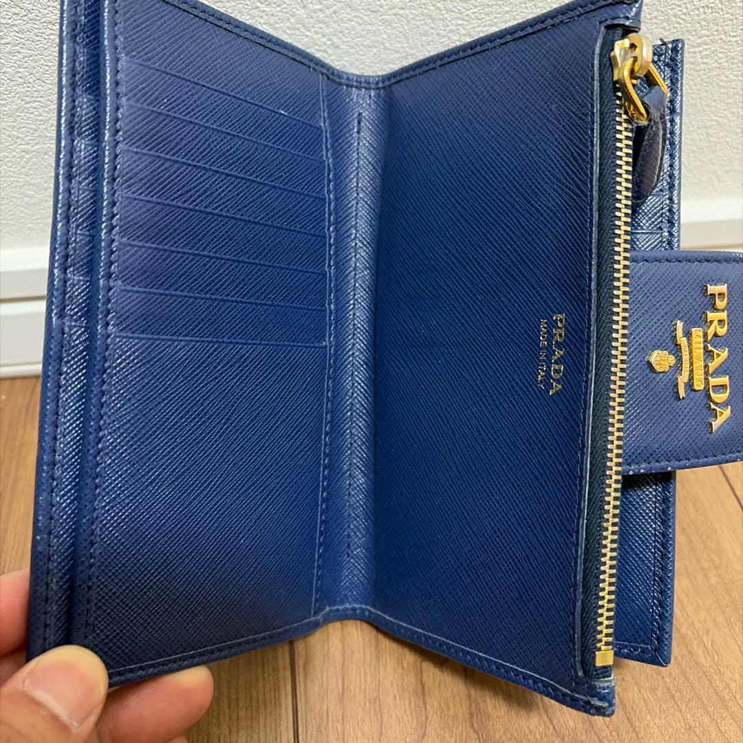 T*i様 PRADA 二つ折り財布 ネイビー レザー