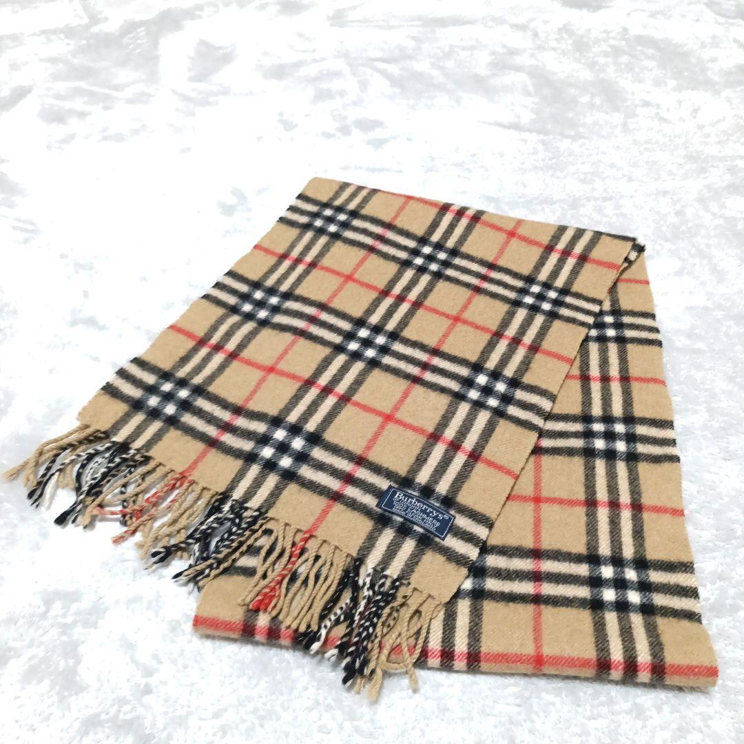 BURBERRYSバーバリーノバチェックマフラーカシミヤ100%フリンジ秋冬