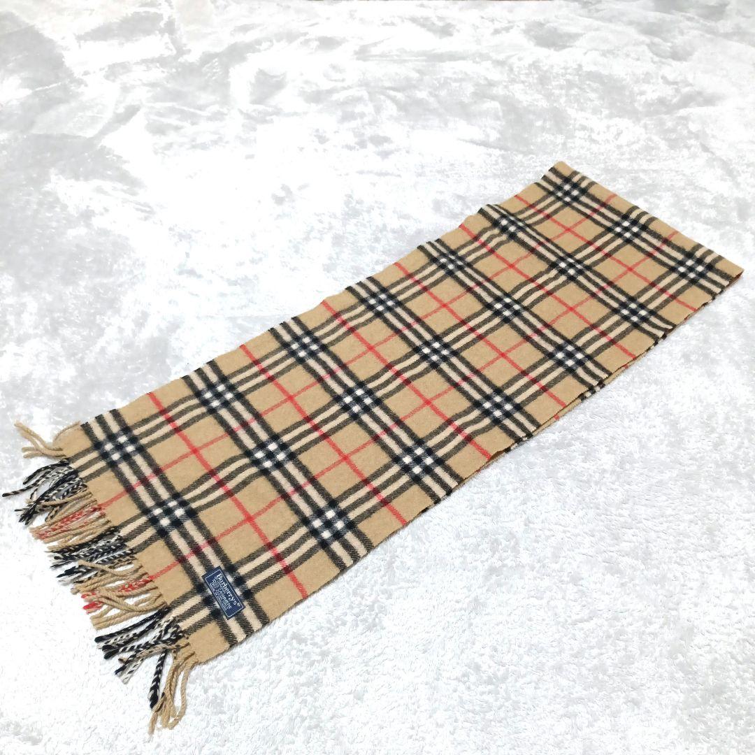 BURBERRYSバーバリーノバチェックマフラーカシミヤ100%フリンジ秋冬