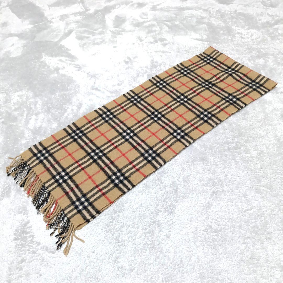 BURBERRYSバーバリーノバチェックマフラーカシミヤ100%フリンジ秋冬