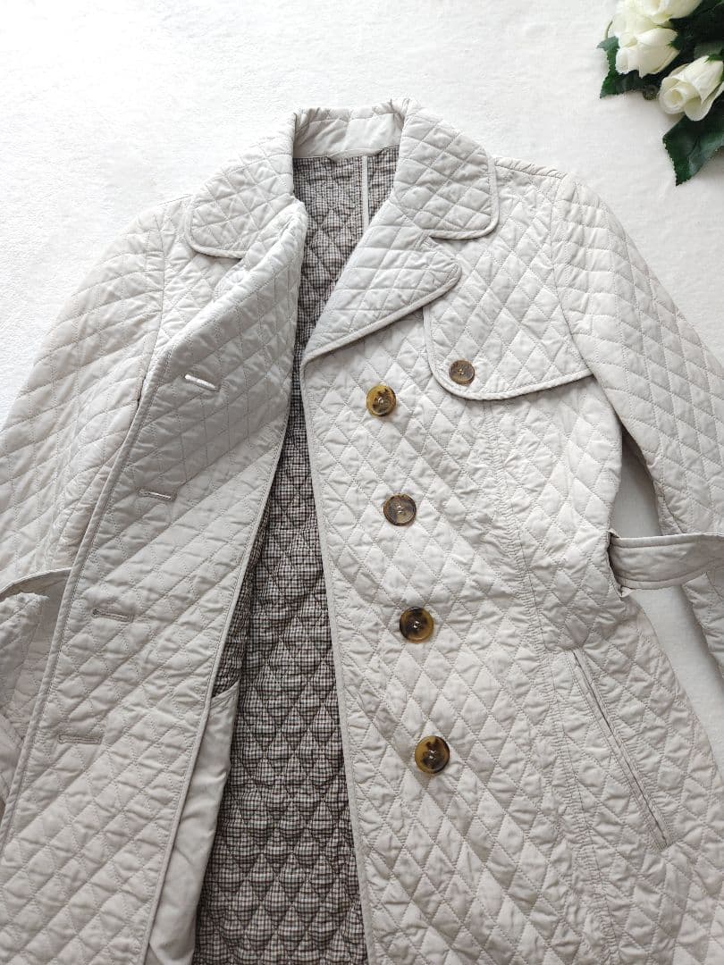 【美品 未使用】MaxMara 高級コート キルティング ベルテッド