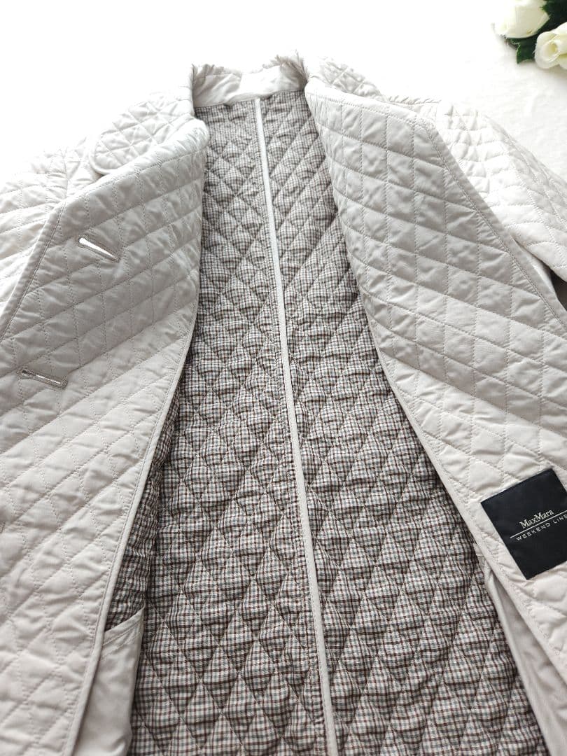 【美品 未使用】MaxMara 高級コート キルティング ベルテッド