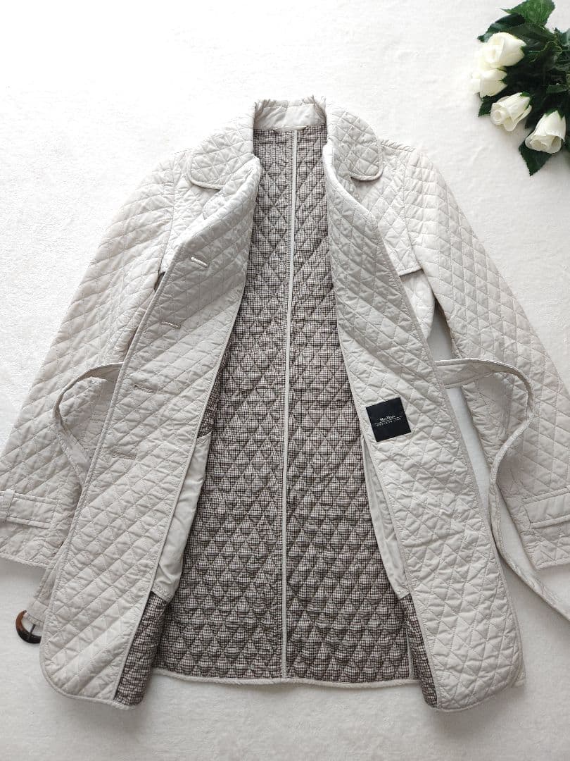 【美品 未使用】MaxMara 高級コート キルティング ベルテッド