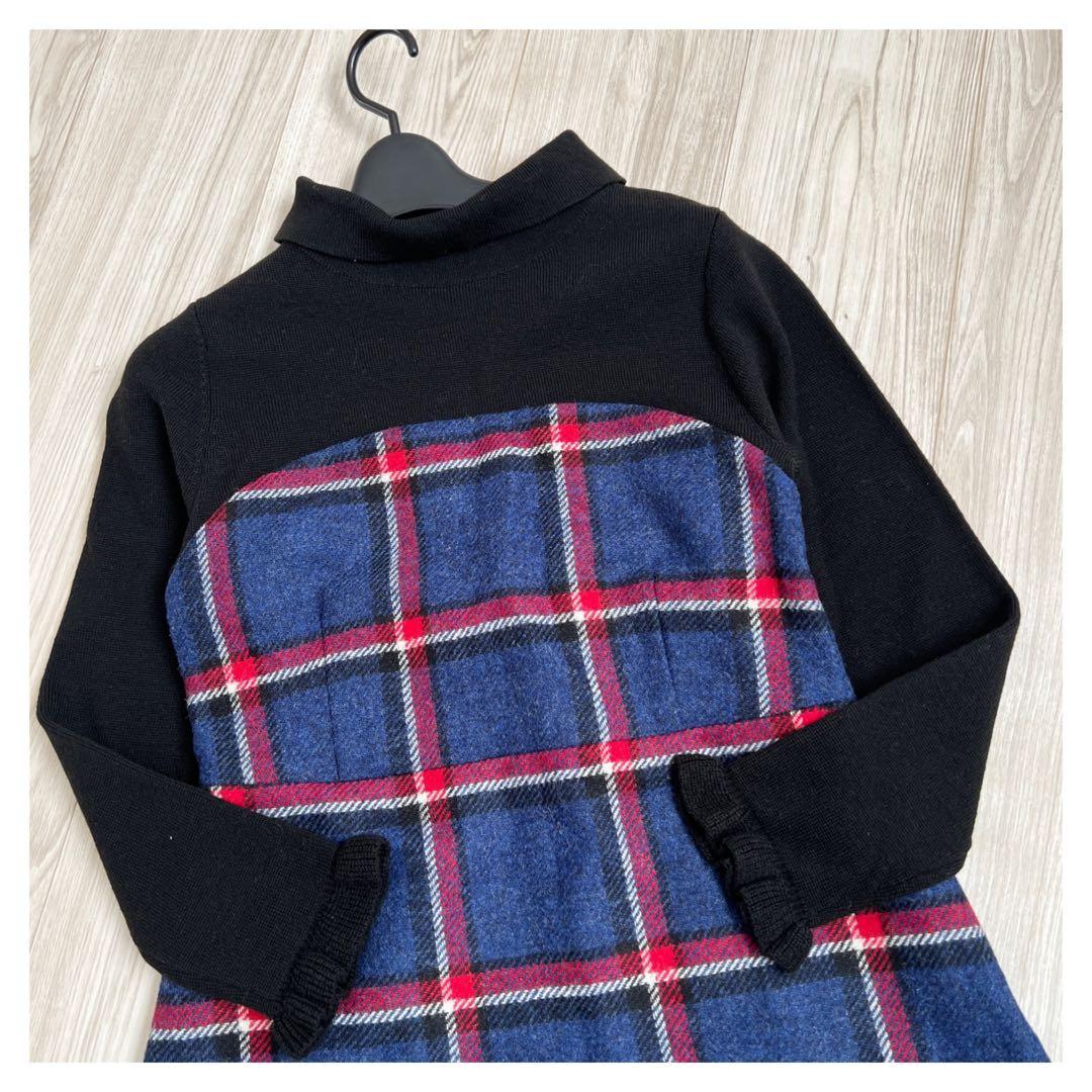 【美品】ブルーレーベルクレストブリッジ　　チェック柄　バックリボン　ワンピース