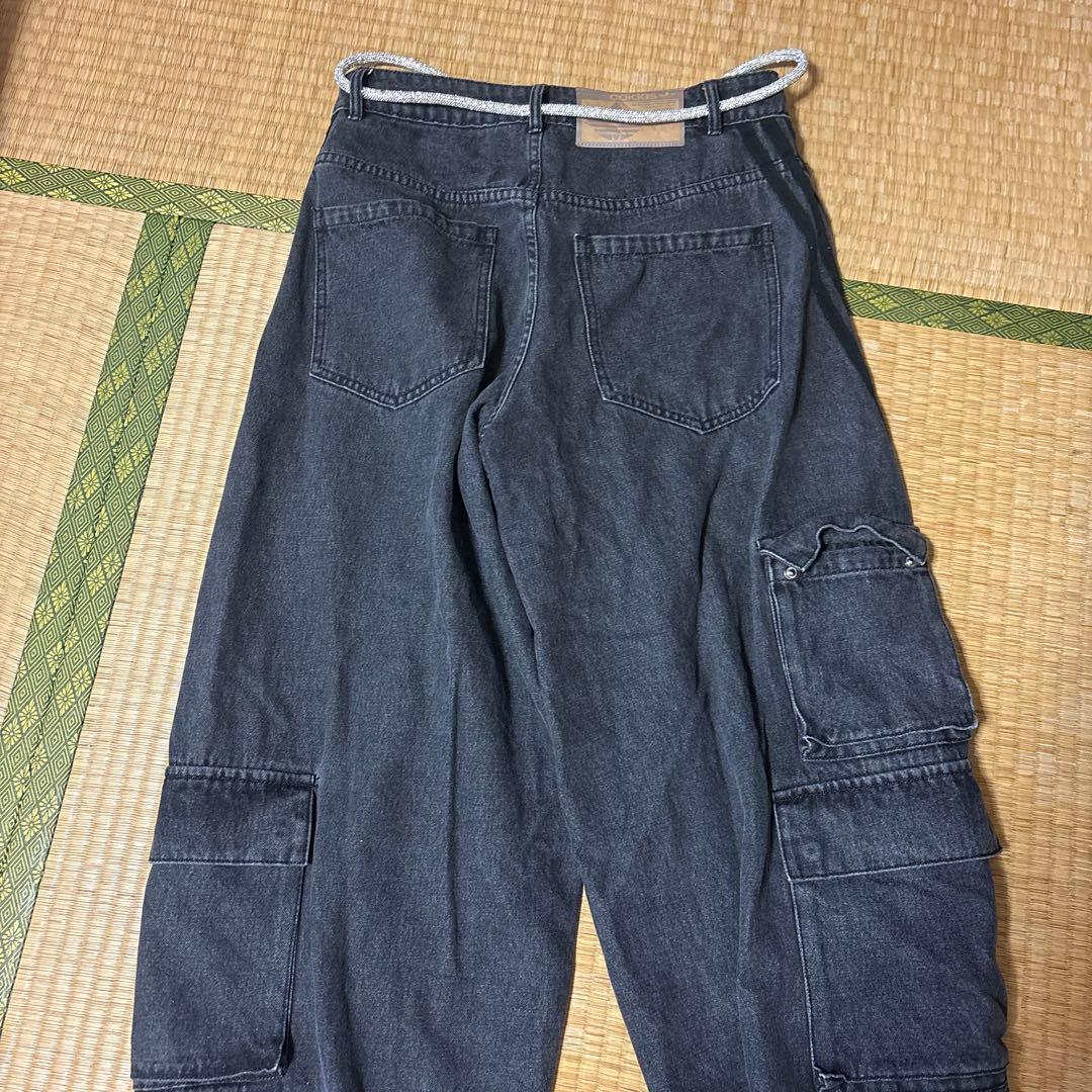ハ*ル様 adidas ダークグレー カーゴデニム 28