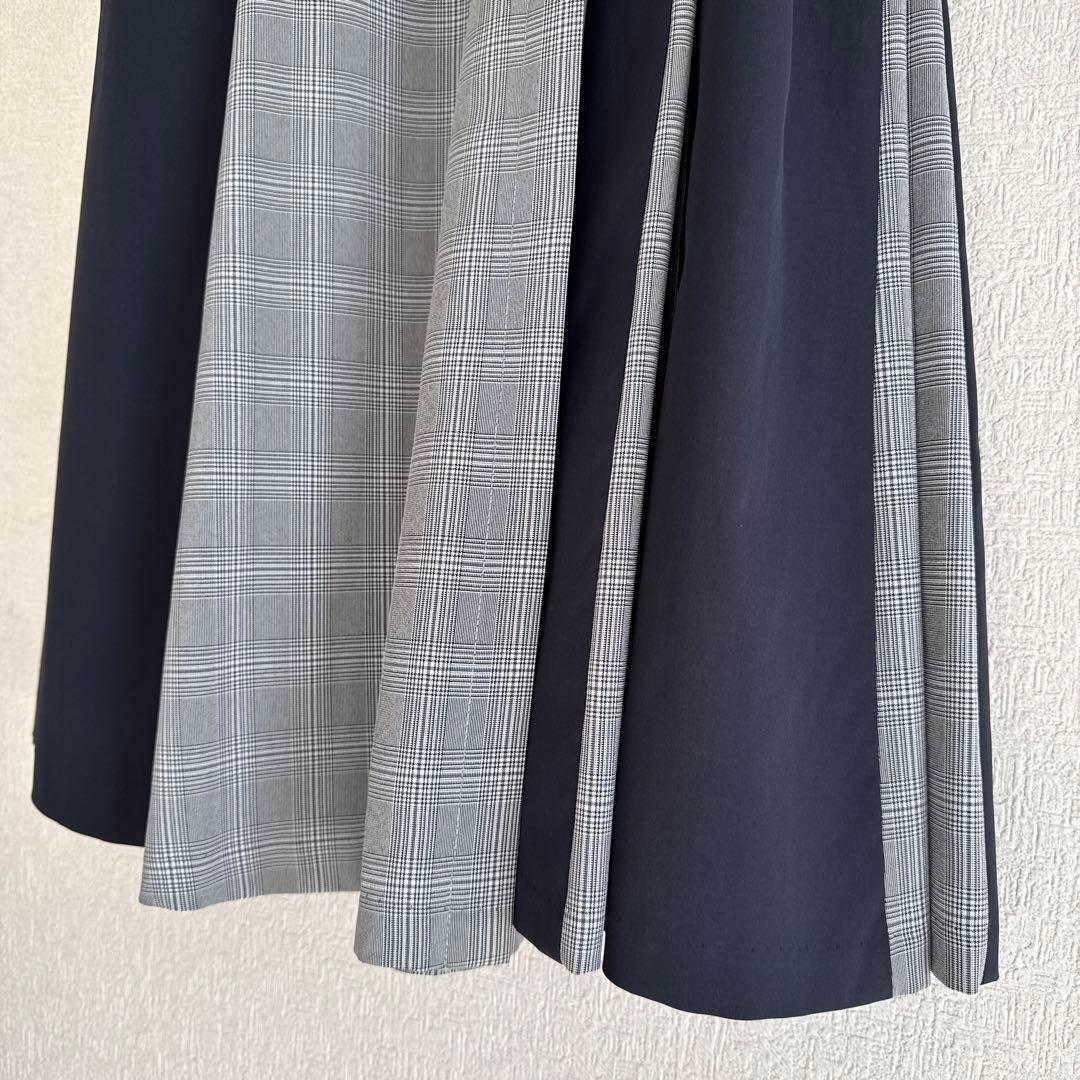 【かなり希少】FURFURアシンメトリータック｜ロングスカート｜ネイビー系｜F