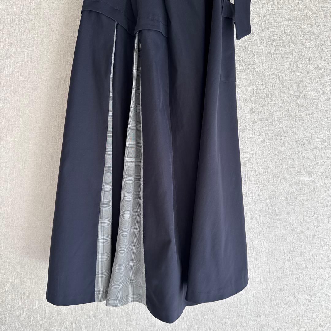 【かなり希少】FURFURアシンメトリータック｜ロングスカート｜ネイビー系｜F